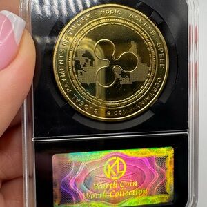 XRP Physical Coin, Golden Coin In Plastic Protective Case